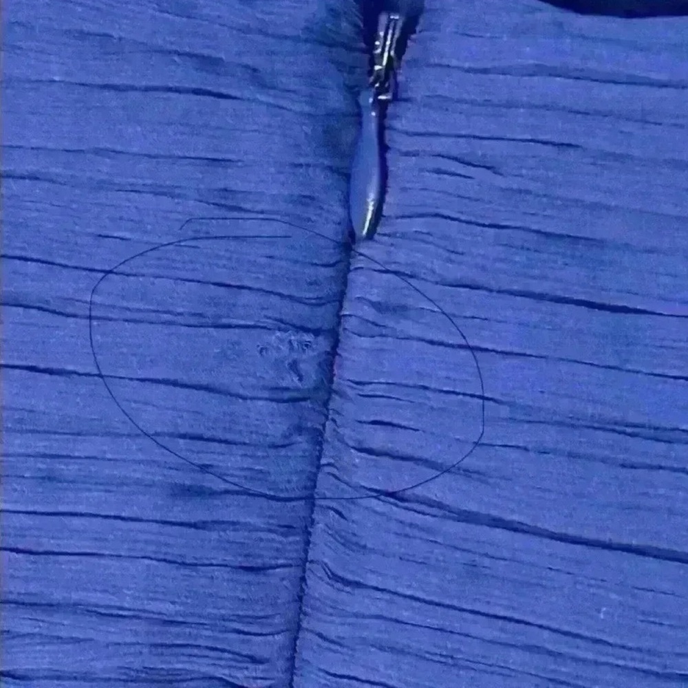 J. Crew Arabelle Crinkle Dress Strapless Blue Silk Chiffon Size 8 *FLAW* - Picture 10 of 10